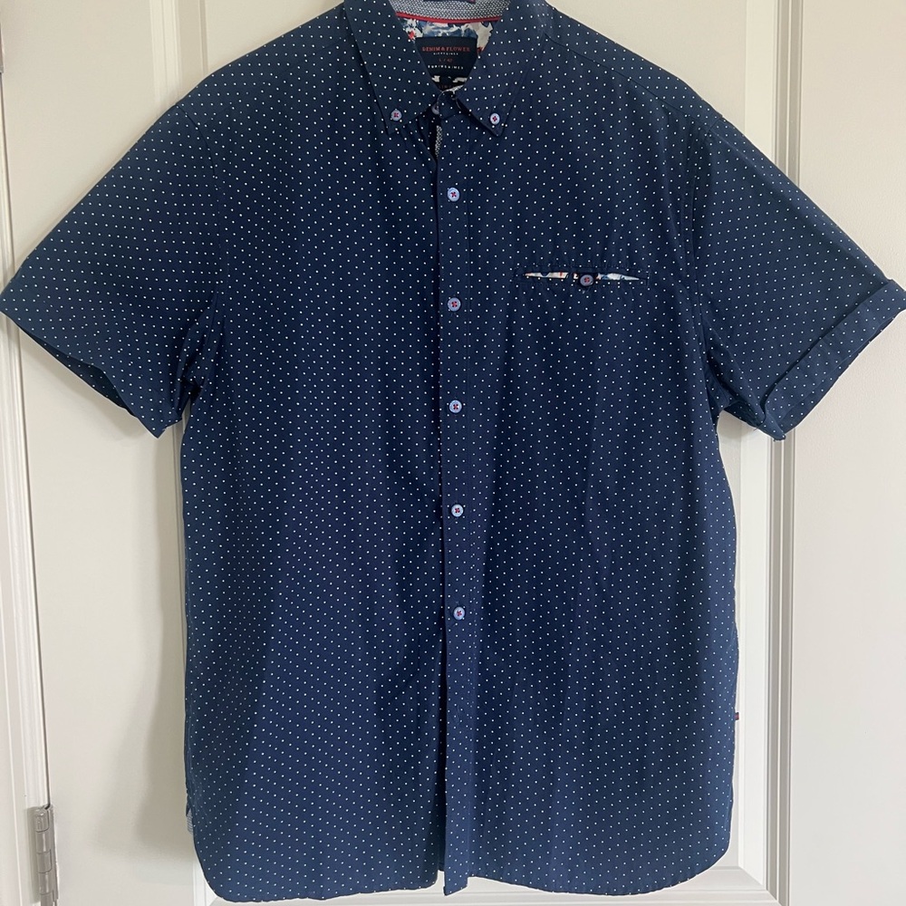 Men's Navy Blue Polka Dot Shirt